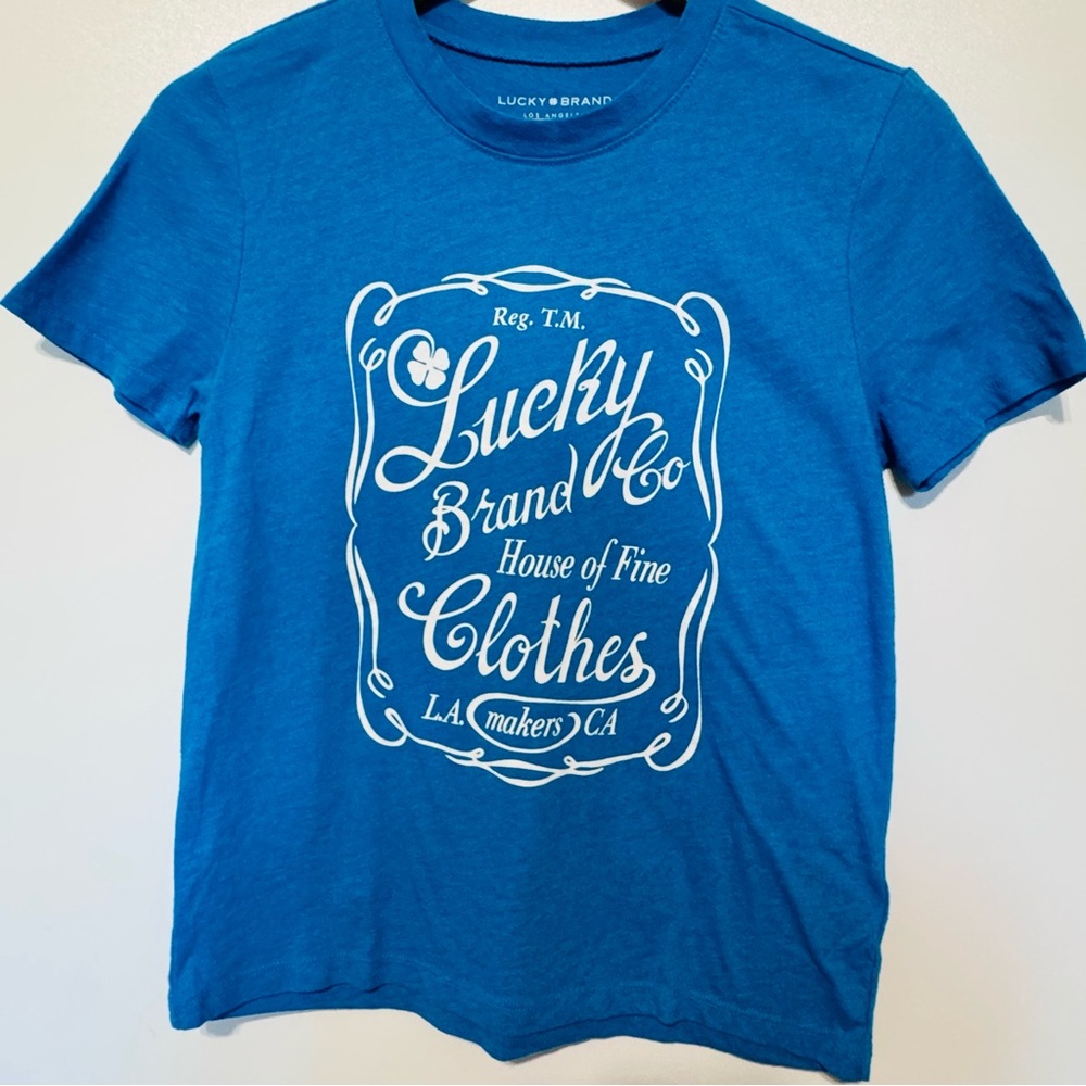 Lucky Brand House of Fine Clothes Blue Short Sleeve T-Shirt Women's S